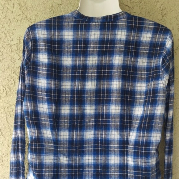 Faded glory blue plaid button up shirt - Picture 7 of 8
